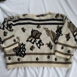 Desigual Beige and Brown Floral Sweater
